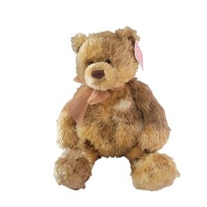 Gund Teddy Bear Plush Stuffed Animal Toy Butterscotch Brown Tan Bow 15100